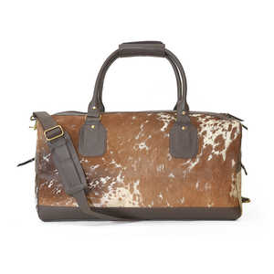 Bolsa de Viaje de Cuero Vacuno, Estilo Weekender, con Cierre, Portátil, Gran Capacidad, Multifuncional, Ligera, Unisex - Product Image 3