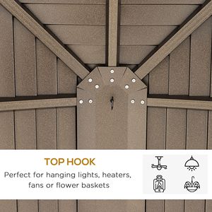 10 'X 14' padiglione marrone Hardtop con tetto in acciaio e gancio a soffitto giardino Patio Gazebo con rete per tende - Product Image 6
