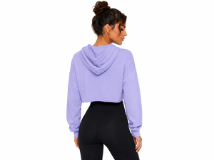 Sudadera corta cómoda para mujer, hecha con material transpirable, diseño moderno, ideal para ropa urbana, fitness, viajes y atuendos casuales. - Product Image 3