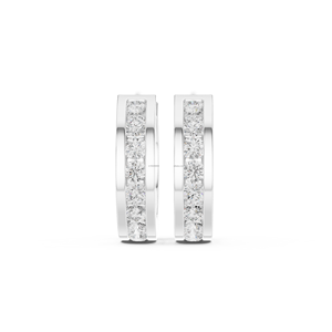 Classic Style Double Sided Inlaid Sparkling Round Zirconia <b>Silver</b> 925 Women <b>Hoop</b> <b>Earrings</b> Fits for Birthday Graduation Season - Product Image 4