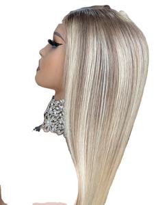 Couleur Ombre Avec Blond Highlight Raw HD 5*5 Lace Closure Perruques 100% Perruques de Cheveux Humains Noeud Unique Avec Bleach Knot - Product Image 4