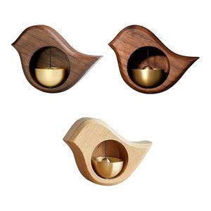 Sonnette de porte en bois avec cloche en laiton, sonnette Dopamine pour la maison, sonnette autocollante, son acoustique serein pour la maison et le magasin - Product Image 1