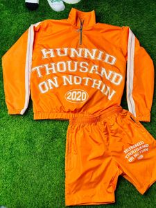 High Street Style Men Screen Printed Windbreaker Shorts Set Breathable Winter Custom Zipper <b>Puller</b> Windbreaker Shorts - Product Image 5
