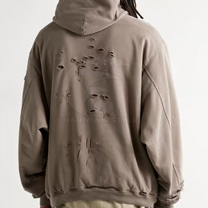 <b>Top</b> Selling OEM Service <b>Distressed</b> Hoodies Wholesale Price Distress Hoodies 100% Cotton Distress Hoodies - Product Image 2