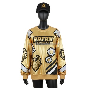 Sudadera Deportiva Dorada para Mujer, 320GSM, Invierno, Tela Brillante, Diseño Personalizado con Parche Holográfico Termotransferible en la Parte Delantera, Transpirable - Product Image 1