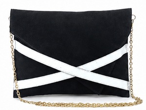 Bolso de mano tipo sobre de cuero genuino rojo para mujer Gravs, con correa cruzada metálica, cadena para el hombro, bolso de noche para fiesta, con botón de PU - Product Image 1
