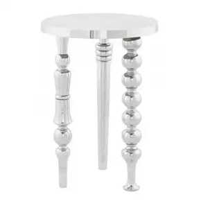 Hand-Hammered <b>Silver</b> Oval <b>Coffee</b> <b>Table</b> | Modern Aluminum Capsule Center <b>Table</b> | Luxury Metal Pebble <b>Table</b> for Living Room - Product Image 3