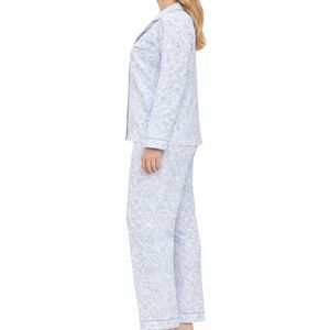 Women's Eco-Friendly Soft Pyjama's Set Turtleneck Plaid Print Thermal Breathable Elastic Waist 2-Piece Woven Fabric Sleepwear - Product Image 1