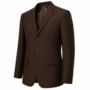 Veste de costume homme marron style britannique, revers cranté, simple boutonnage, infroissable, coupe droite, mélange de laine - Product Image 5