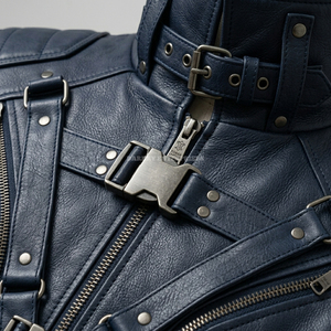 Men Navy Long Leather <b>Jacket</b> Cyberpunk Streetwear <b>Punk</b> Rock Coat Baddie Utility Multi Pocket Outwear Men Outerwear Windproof - Product Image 6