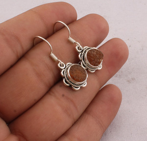 Handmade Lapis Lazuli Gemstone Drop <b>Earrings</b> 925 Sterling <b>Silver</b> Vintage Boho Floral Frame Unisex Women's Jewelry - Product Image 2