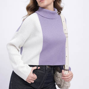 Suéter de cuello alto de invierno de primera calidad para mujer, ligero, estilo pullover, transpirable, con impresión de logotipo personalizado, ropa universitaria - Product Image 1