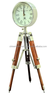 Reloj de mesa de madera pulida cromada y reloj de número romano de pie de 18 pulgadas con soporte de trípode decoración de reloj de estudiante de oficina en casa - Product Image 5