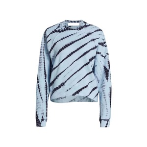 Blue Tiger Stripe <b>Tie</b> Dye Sweatshirt <b>Navy</b> Diagonal Shibori Women Crewneck Pullover Oversized Streetwear Cotton OEM Custom Bulk - Product Image 1