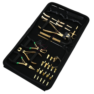 Gold Micro Ring and Tape In Hair Extension Tool with Tape In Plier <b>Bead</b> Remover Crimping Plier <b>Thread</b> Hook Loop set clips Cutter - Product Image 1