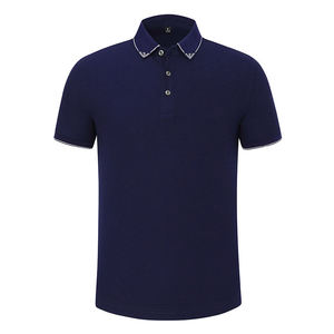 Men's <b>Navy</b> Blue Short Sleeve for Shirt Eco-Friendly Custom Logo Polyester Knitted Casual Regular Fit Button Design Anti-Wrinkle - Product Image 1