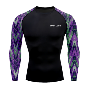 "Men's Anti UV Rash Guard Long Sleeve Swim Shirt Sublimated Polyester Spandex Quick Dry <b>Surfing</b> Beach Wear OEM ODM Wholesale" - Product Image 5