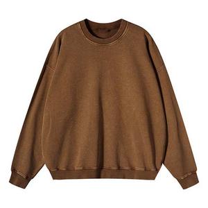 Nuevas llegadas: Sudaderas básicas de cuello redondo para hombre, 100% algodón, con lavado ácido vintage personalizado, 380 gramos, efecto desgastado 2026 - Product Image 3