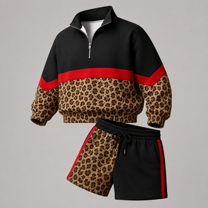 Sudadera Corta con Capucha y Media Cremallera Personalizada con Conjunto de Pantalones Cortos a Juego, Venta al por Mayor, Fabricante OEM ODM, Proveedor de Ropa Deportiva de Marca Privada - Product Image 2