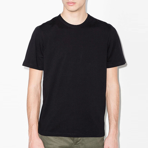 T-shirt en coton noir à manches courtes et col rond pour homme, coupe classique, style décontracté, jersey tricoté, couleur unie, teinture unie - Product Image 5