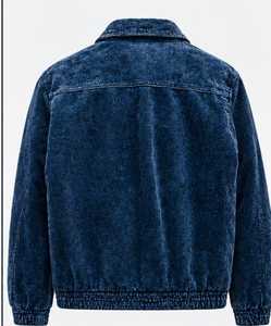 <b>Men's</b> Blue Colour <b>Corduroy</b> Shirt <b>Jacket</b> Turn-down Collar Zipper Closure - Product Image 4