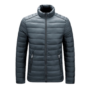 Men's <b>Yellow</b> <b>Puffer</b> <b>Jacket</b> Stand Collar Zipper Closure Windproof Casual Winter Coat Regular Length Solid Color - Product Image 2
