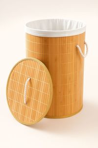 Cesta Redonda de Bambú con Asas, Contenedores de Almacenamiento, Organizador de Cocina Tejido, Artículos para el Hogar, Juegos de Baño, Decoración del Hogar - Product Image 1