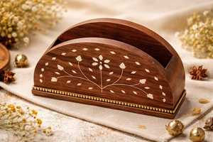 Porta Servilletas Clásico de Madera Maciza Hecho a Mano, Ecológico, Organizador de Mesa para Fiestas, Soporte para Servilletas de Mesa de Comedor, Cocina - Product Image 1