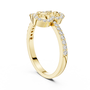 CLUBS PETAL LAB-GROWN DIAMOND <b>RING</b> <b>SET</b> IN 18KT YELLOW <b>GOLD</b> FOR ENGAGEMENT WEDDING GIFTING PARTY GLAM EVENT DAILY WEAR FOR WOMEN - Product Image 3