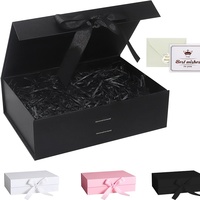 Boîtes cadeaux en papier rose et noir de haute qualité avec logo personnalisé, ruban, forme rectangulaire, emballage magnétique