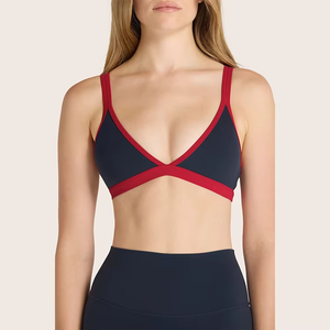 Sujetador Deportivo OEM Personalizado de Alto Impacto para Gimnasio, Cuello en V, Sexy, con Bloques de Color, para Yoga, Entrenamiento, Fitness, para Mujer - Product Image 1