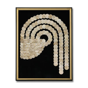 Peinture artisanale en gros, mosaïque géométrique en nacre noire, art décoratif de luxe, tableau mural pour salon moderne - Product Image 1