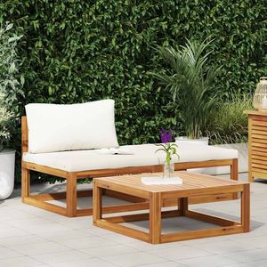 Conjunto de Muebles de Jardín de Madera de Acacia en Crema y Marrón, Elegantes Conjuntos de Jardín en Crema y Marrón - Product Image 1
