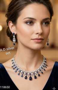 Conjunto de Collar y Pendientes de Lujo con Baño de Plata, Rubí Rojo y Circonitas en Forma de Lágrima, Joyería de Moda para Novias, Bodas y Fiestas - Product Image 3