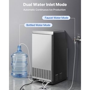 Attrezzatura di Refrigerazione per Cucine Commerciali, Macchina per il Ghiaccio in Acciaio Inox, Produzione 120 Libbre/24h, Capacità di Stoccaggio 30 Libbre - Product Image 6
