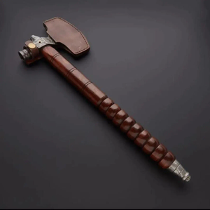 Hacha Vikinga Hecha a Mano con Mango de Madera de Fresno Grabado y Funda de Cuero con Grabado en la Cabeza - Product Image 2