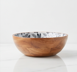 Bol à salade en bois avec motif d'insectes imprimé à l'intérieur et cuillère de service assortie pour la table - Product Image 3