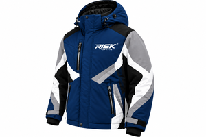 Veste de sport d'hiver bleue à capuche avec panneau réfléchissant, poche zippée, logo personnalisé, polyester haute visibilité - Product Image 2