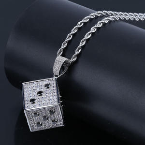 Collar con Colgante de Dados Iced Out para Hombre, con Piedras de Moissanita, Chapado en Oro y Plata, Joyería Hip Hop, Accesorios de Moda - Product Image 4