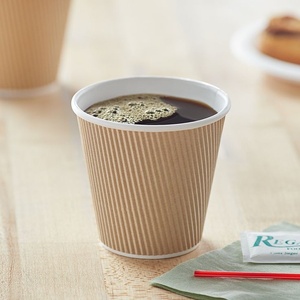 Gobelets ondulés en kraft de 6 oz pour restaurants et cafés – Tasses à espresso à emporter avec paroi ondulée isolante - Product Image 1