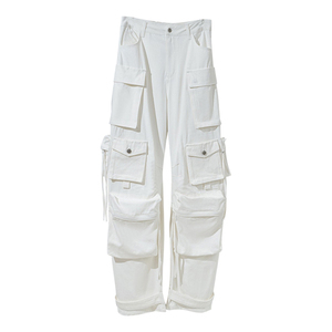 Streetwear for Women's Winter Skinny Cargo <b>Jeans</b> Multi-Pocket Straight Baggy Jogger Pants Button Decoration Denim Girls' - Product Image 1
