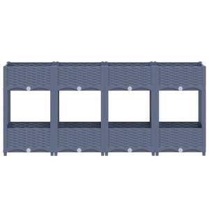 Grand bac à plantes surélevé en polypropylène bleu gris durable, pots et jardinières résistants - Product Image 3