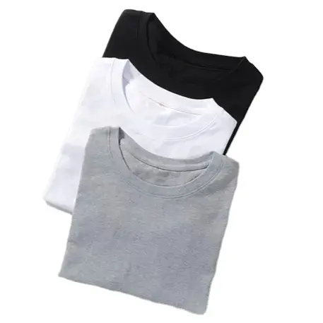 Haute qualité 200g 5.9oz 100% coton coupe ajustée solide col rond col rond à manches courtes t-shirt maillot de corps pour hommes