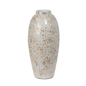 Oval Mother of Pearl Vase Artisan Shell Craft <b>Decorative</b> Centerpiece - Product Image 1