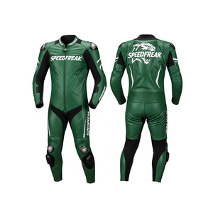 Combinaison de course moto Speedfreak en cuir vert, manches longues, imperméable, pour homme adulte, toutes saisons - Product Image 1