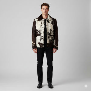 Chaqueta de Cuero con Pelo de Vaca para Hombre, Diseño 2026, Servicios OEM, Bolsillos con Cremallera Personalizados, Chaquetas de Cuero con Pelo de Vaca para Hombre - Product Image 1