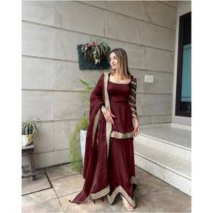Designer Heavy Embroidered <b>Party</b> <b>Jumpsuit</b> New Sharara Palzo Look for Special Occasions - Product Image 3