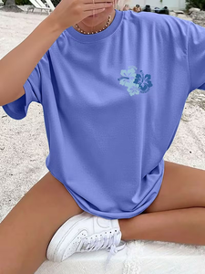 High Quality Custom Short Sleeve Printed Summer Plus Size Women's T-Shirts Latest Design Crew Neck Slim Fit Casual 100% Cotton - Product Image 3