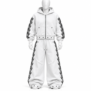 Conjunto de Sudadera con Capucha y Pantalones Deportivos Extra Grandes con Logotipo Bordado Personalizado, 100% Algodón, Manga Larga, Estilo Urbano, en Venta - Product Image 6