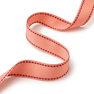 Ready Stock 25mm Peach Coral Red Edge Stitch Grosgrain <b>Ribbon</b> for Party Decor Boutique Clips Gift Wrap Bulk Supplier - Product Image 2